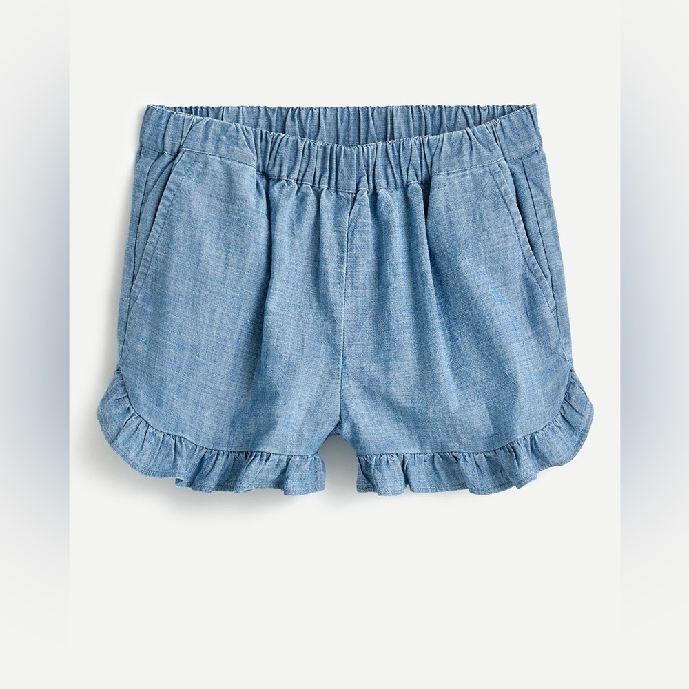 J. Crew Girls' ruffle pull-on short in chambray